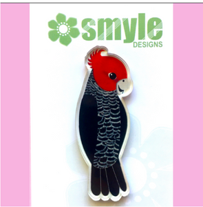 Gang Gang Cockatoo Pin  Made in Australia from recycled Acrylic, Smyle Designs