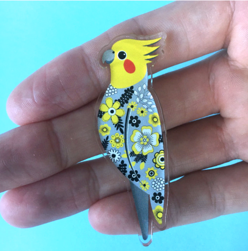 Cockatiel Pin  Made in Australia from recycled Acrylic, Smyle Designs