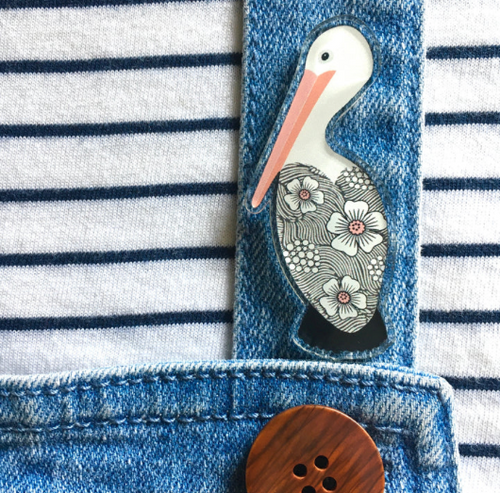 Pelican Pin  Made in Australia from recycled Acrylic, Smyle Designs