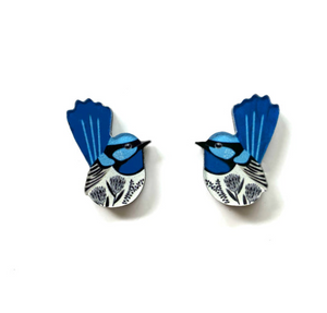 Blue Fairy Wren Studs   Made in Australia from recycled Acrylic, Smyle Designs