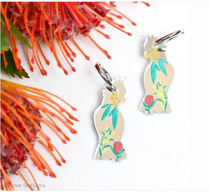 Cockatoo, Clive the Cocky - Flora - SILVER - Hoops,  Lunar Deesigns