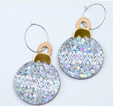 Load image into Gallery viewer, Party Bauble by Lunar Deesigns -  LARGE -  Silver Sparkle - Hoops,