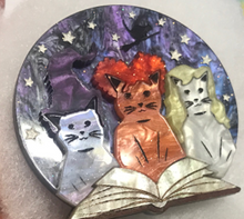 Load image into Gallery viewer, Magical Cats Brooch - 2023 edition  by Wednesday Jones Second on grey cat see images