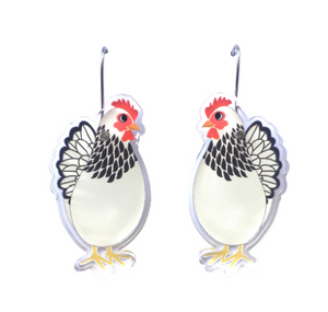 Chicken White Earrings by Smyle Made in Australia from recycled Acrylic