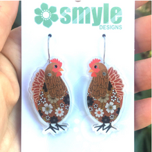 Load image into Gallery viewer, Chicken Brown Earrings Made in Australia from recycled Acrylic, Smyle Designs