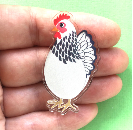 Chicken White Pin by Smyle Made in Australia from recycled Acrylic