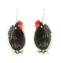 Load image into Gallery viewer, Chicken Black Earrings by Smyle Made in Australia from recycled Acrylic