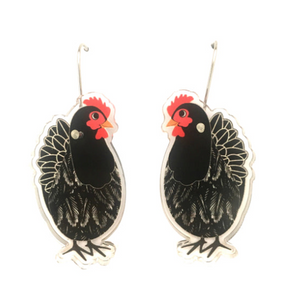 Chicken Black Earrings by Smyle Made in Australia from recycled Acrylic