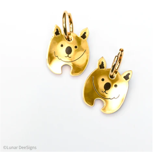 Wally the Wombat - Large -  GOLD -MIRROR Hoops