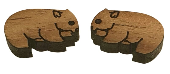 Wombats  Myrtle wood Small 12 mm  studs By Dianna