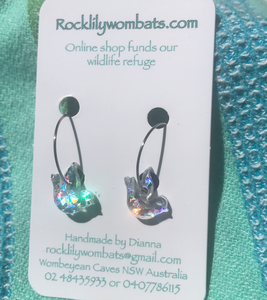 Earring : Blue Bird hologram crystal hoops by Dianna rocklilywombats