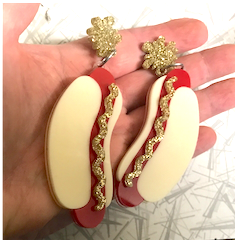Hot Dog Earrings by Daisy Jean.