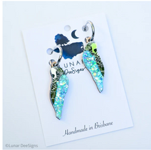 Load image into Gallery viewer, Baby Boris the Budgie HOOPS,  Baby Blue Glitter  By Lunar Deesigns