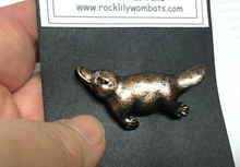 Load image into Gallery viewer, Platypus Side Pewter Brooch  Antique Silver Plated: Peek-a - Boo