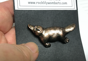 Platypus Side Pewter Brooch  Antique Silver Plated: Peek-a - Boo