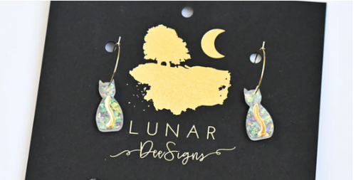 Cat Hoops GLOW IN THE DARK -  opal Mini Cat   Lunar Deesigns