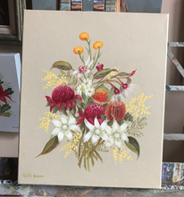 Load image into Gallery viewer, Native Flowers  cream 25 x 30 cm Original Oil painting by Kathie Bateman Includes Aust shipping.