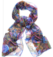 Load image into Gallery viewer, Justin Butler Aboriginal artist SHEER SCARF Not Aust made, but royalties go to artist