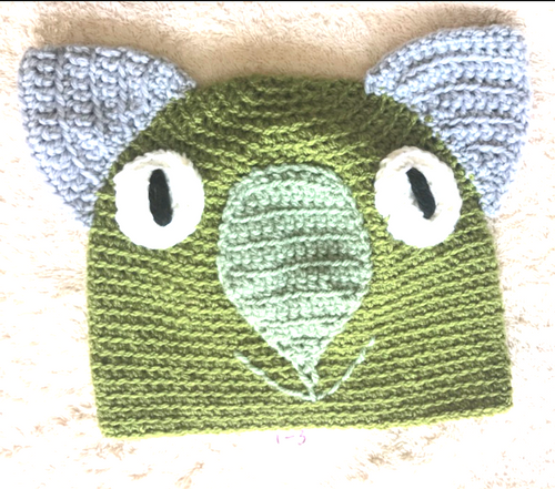 B. Wombat Beanie, hat   100% wool Baby 6 - 12mths:  Light sage light  grey