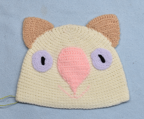 XL. Wombat Beanie, hat  100% wool  X Large Adult Men  & Women : White pink