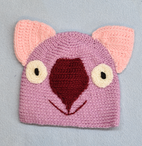 B. Wombat Beanie, hat   100% wool Baby 6 - 18 mths:  Pink pale pink Red