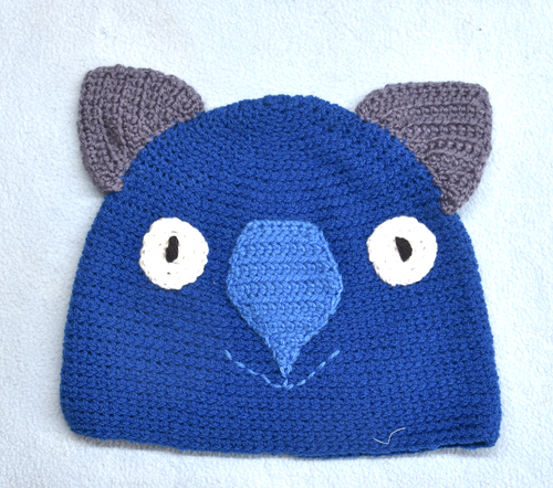 XL. Wombat Beanie, hat  100% wool  X Large Adult Men  & Women : Mid blue , Blue,wombat brown