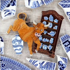 Bull in a China Shop brooch  By Gory Dorky / Puddle and Squeak Includes postage in Aust