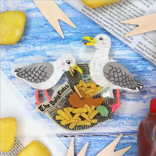 Sea Gull brooch  By Gory Dorky / Puddle and Squeak Includes postage in Aust
