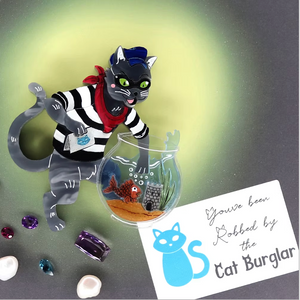 Cat Burglar brooch  By Gory Dorky / Puddle and Squeak Includes postage in Aust