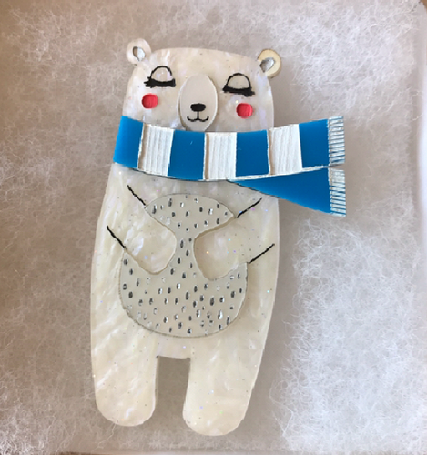 Patrick the bear Brooch by Daisy Jean Floral