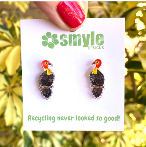 Bush Turkey Studs made  in Australia from recycled Acrylic,  by Smyle Designs