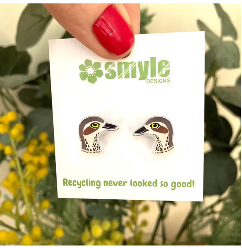 Curlew  'Bush Stone' studs made  in Australia from recycled Acrylic,  by Smyle Designs
