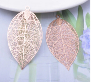 Leaf Rose Gold Filigree with plated stainless steel hypo allergenic  Hoops By Dianna