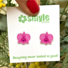 Load image into Gallery viewer, Cooktown Orchid STUDS made  in Australia from recycled Acrylic,  by Smyle Designs