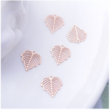 Load image into Gallery viewer, Violets in frosted lavender  with Rose gold leaf Hoops  Gold  Hoops By Dianna