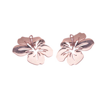 Load image into Gallery viewer, Rose gold Hibiscus Teal Bauble  with leaf cut outs.  rose gold  Hoops  Stainless  Hoops By Dianna