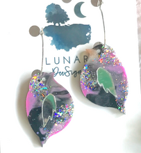 Load image into Gallery viewer, Mel Rose Marble Glitter Robin HOOPS -   By Lunar Deesigns