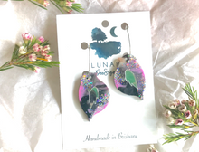 Load image into Gallery viewer, Mel Rose Marble Glitter Robin HOOPS -   By Lunar Deesigns