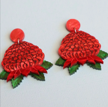 Load image into Gallery viewer, Waratah flower earrings  By Oh Pluto made in Australia  DUE SOON