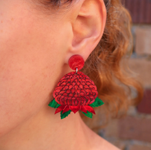 Load image into Gallery viewer, Waratah flower earrings  By Oh Pluto made in Australia  DUE SOON