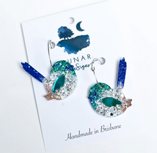Load image into Gallery viewer, Fairy Wren Superb SID - HOOPS,  Lunar Deesigns Comes with a free pair of Dee's Stud Earrings