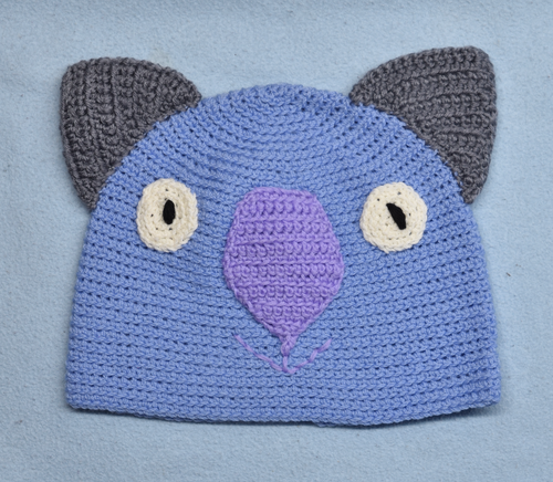 XL. Wombat Beanie, hat  100% wool  X Large Adult Men  & Women :  Sky, Lilac, Grey