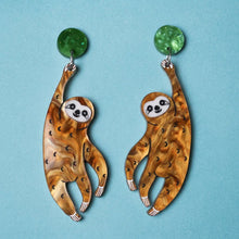Load image into Gallery viewer, Hanging Sloth Acrylic Earrings  By Oh Pluto made in Australia