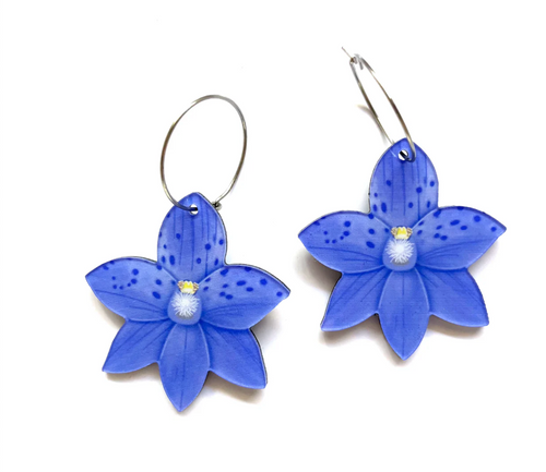 Spotted sun Orchid Earrings  Made in Australia from recycled Acrylic, Smyle Designs