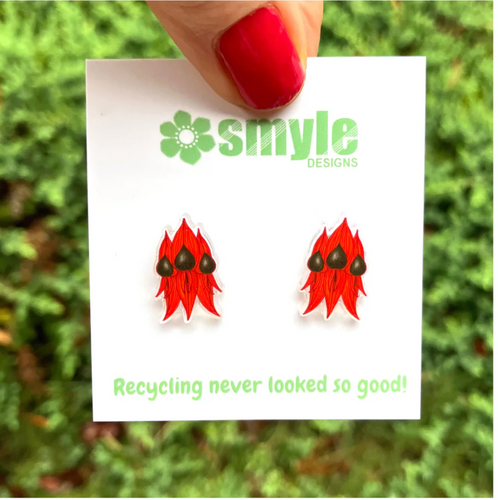 Sturt's Desert Pea STUDS made  in Australia from recycled Acrylic,  by Smyle Designs