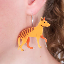 Load image into Gallery viewer, Thylacine (tasmanian tiger) Acrylic Earrings  By Oh Pluto made in Australia