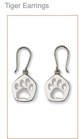 WW. Tiger Silver Footprint Earrings,  CUSTOM ORDER ABOUT  2 WEEKS, Bushprints Jewllery