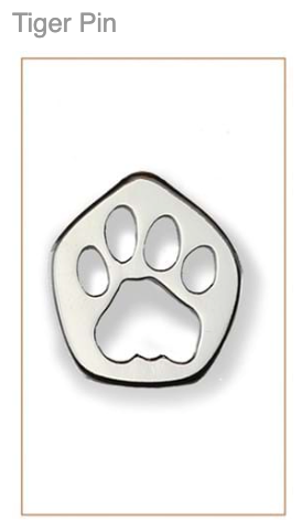 WW. Tiger Silver Footprint Pin, CUSTOM ORDER ABOUT 2 WEEKS, Bushprints Jewllery