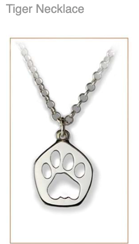 WW. Tiger Silver Footprint Necklace,  CUSTOM ORDER ABOUT 2 WEEKS, Bushprints Jewllery