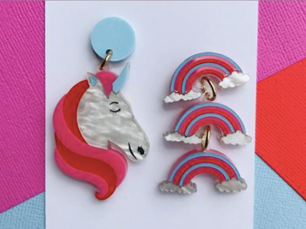 Unicorn  rainbows Dangles by Mox + Co x